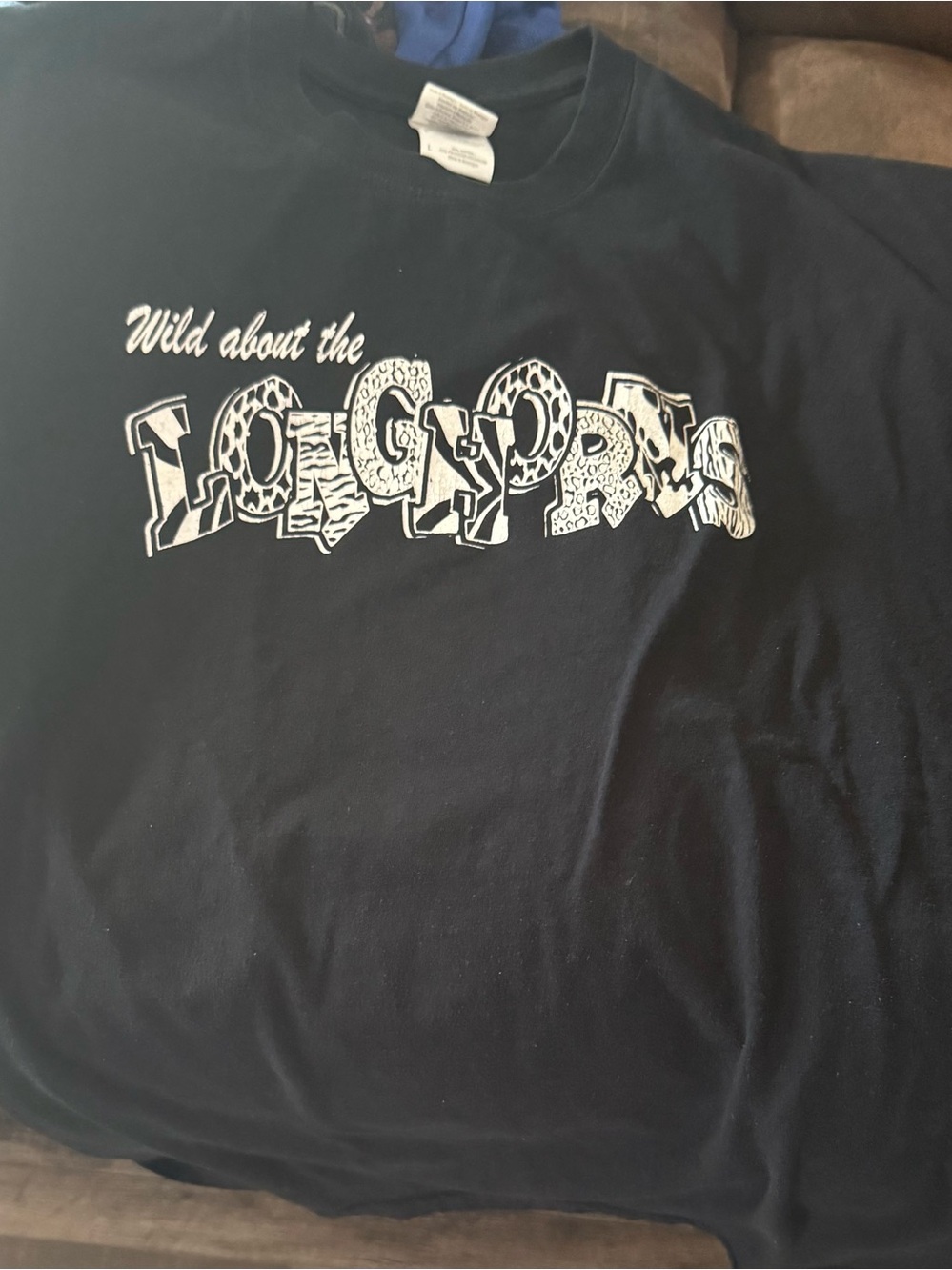 Hanes Black Short Sleeve Tee with White 'Longhorns' Graphic